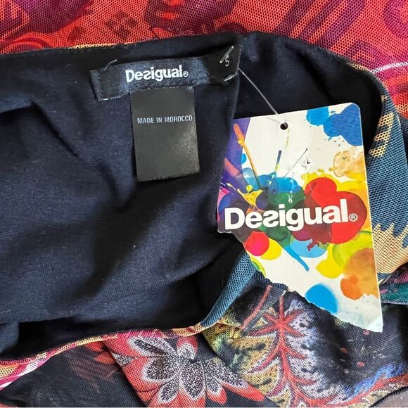 Desigual Tiered Layered Long Sleeve Dress Multicolor Print NWT Size S - Picture 12 of 13